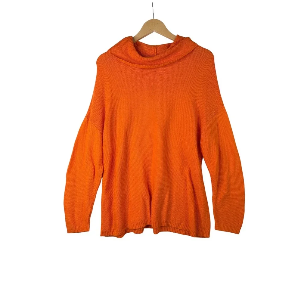 J.‎ Jill Cowl Neck Cotton Blend Textured Knit Sweater size XL Orange